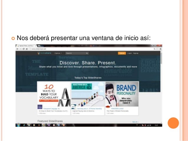 Resultado de imagen para slideshare inicio