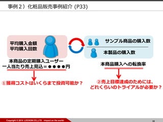 69Copyright ? 2014 LOCKON CO.,LTD -impact on the world- 69Copyright ? 2014 LOCKON CO.,LTD -impact on the world-
ƽُ~
ƽُ
ץƷُ
uƷُ
Ʒζُ``
һ˵Ҋz
ƷُؤܞQ
٫@åȤϤޤͶYܤ ډĿ_ɤΤˤϡ
ɤ줯餤Υȥ饤뤬Ҫ
Ʒ؜B (P33)
 