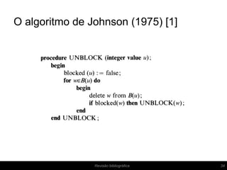 O algoritmo de Johnson (1975) [1]
34Revisão bibliográfica
 