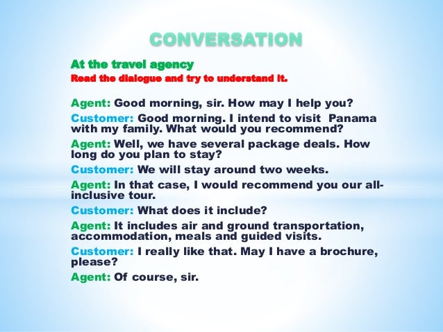 dialogue travel agent and customer