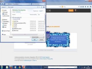 5. Damos clic en el icono
“Upload” para subir nuestros
documentos.
 