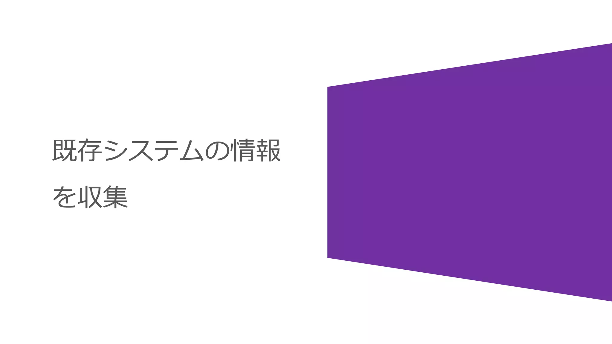 既存システムの情報
を収集
 