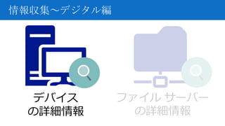 情報収集～デジタル編
デバイス
の詳細情報
ファイル サーバー
の詳細情報
 