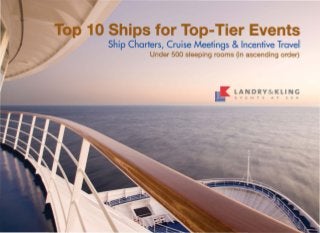 10 Ships for Top-Tier Events
Ship Charters, Cruise Meetings &Incentive Travel
Under 500 sleeping rooms (in ascending order)
 