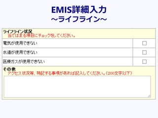 EMIS詳細入力
～ライフライン～
 