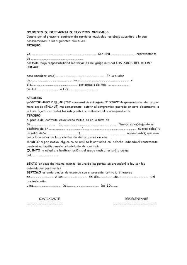 HOJA DE CONTRATO MUSICAL