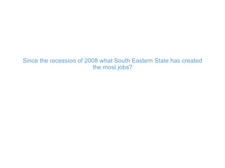 Since the recession of 2008 what South Eastern State has created
the most jobs?
 