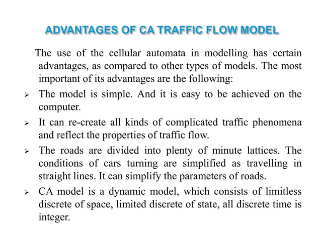 CELLULAR AUTOMATA TRAFFIC FLOW MODEL | PPTX