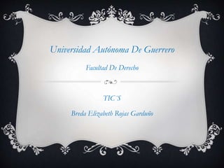 Universidad Autónoma De Guerrero
Facultad De Derecho
TIC´S
Breda Elizabeth Rojas Garduño
 