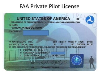 FAA Private Pilot License
 