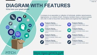 Feature NameA company is an association or
collection of individuals, whether natural
persons,
Feature NameA company is an association or
collection of individuals, whether natural
persons,
Feature NameA company is an association or
collection of individuals, whether natural
persons,
Feature NameA company is an association or
collection of individuals, whether natural
persons,
Feature NameA company is an association or
collection of individuals, whether natural
persons,
Feature NameA company is an association or
collection of individuals, whether natural
persons,
Feature NameA company is an association or
collection of individuals, whether natural
persons,
Feature NameA company is an association or
collection of individuals, whether natural
persons,
DIAGRAM WITH FEATURES
Write here your great subtitle
A company is an association or collection of individuals, whether natural persons,
legal persons, or a mixture of both. Company members share a common purpose
and unite in order to focus their various talents and organize their collectively
PAGE 38
https://goo.gl/HOLgyR
 