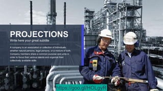 PROJECTIONS
Write here your great subtitle
A company is an association or collection of individuals,
whether natural persons, legal persons, or a mixture of both.
Company members share a common purpose and unite in
order to focus their various talents and organize their
collectively available skills
https://goo.gl/HOLgyR
 