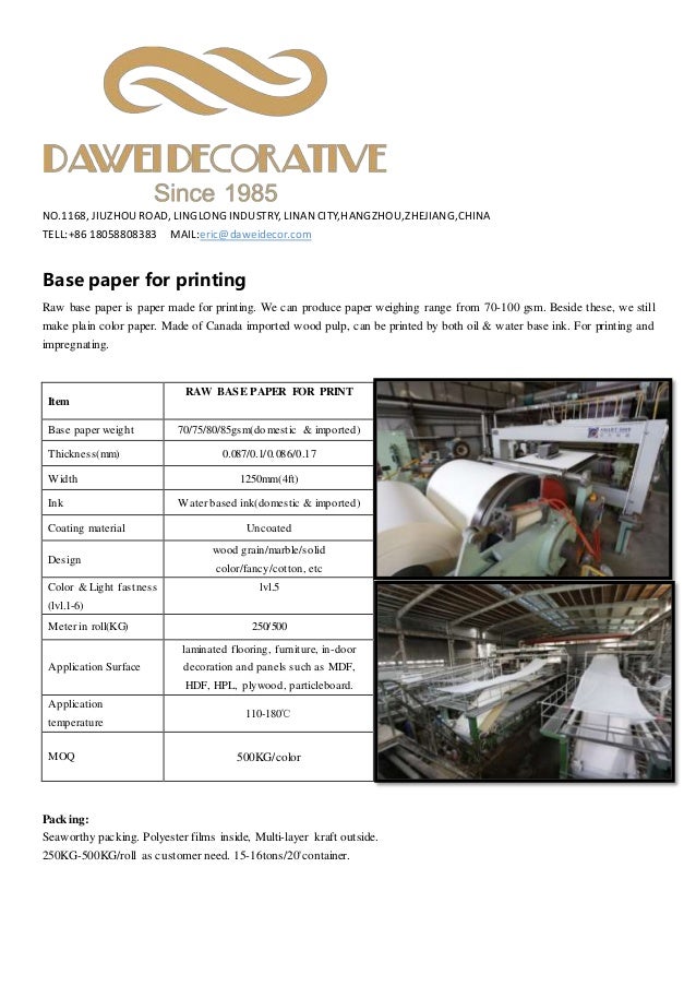 Dawei Decorative Material Ltd Product Catalog