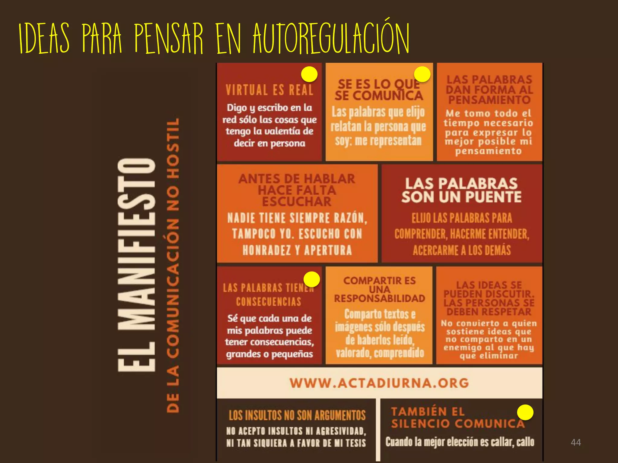 44	
Ideas para pensar en autoregulación
 