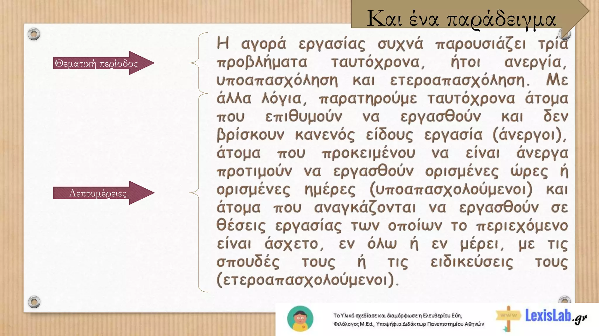 Και ένα παράδειγμα
Λεπτομέρειες
Θεματική περίοδος
 