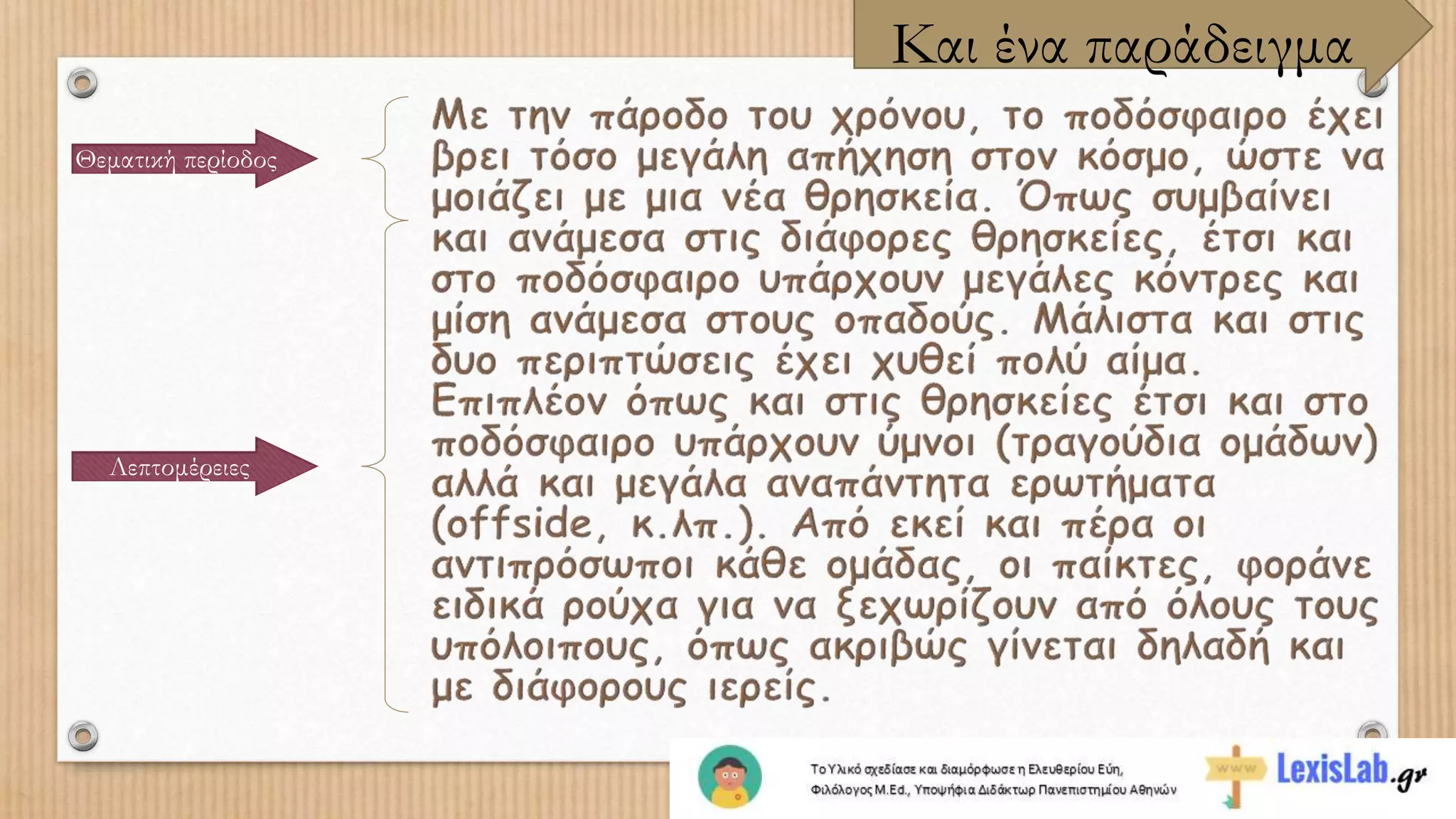 Και ένα παράδειγμα
Θεματική περίοδος
Λεπτομέρειες
 