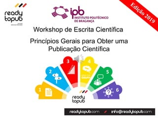 6
5
43
2
1
A
B
Princípios Gerais para Obter uma
Publicação Científica
Workshop de Escrita Científica
 