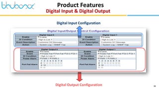 36
Product Features
Digital Input & Digital Output
Digital Input Configuration
Digital Output Configuration
 