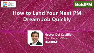 How to Land Your Next PM Dream Job Quickly | PMI Silver Spring Chapter | April 2023