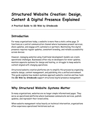 Structured Website Creation Guide | SD Web by Sitedecode | DOCX