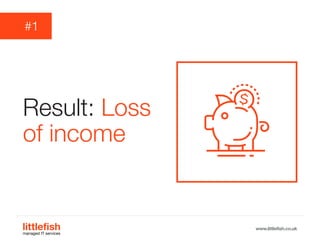 The Littlefish logo
Logo variations
Littlefish condensed (primary) logo
This logo must be used whenever possible as the primary logo.
littlefishmanaged IT services
www.littlefish.co.uk
Result: Loss
of income
#1
 