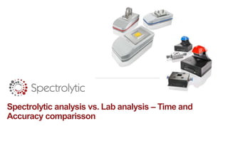 Spectrolytic analysis vs. Lab analysis – Time and
Accuracy comparisson
 