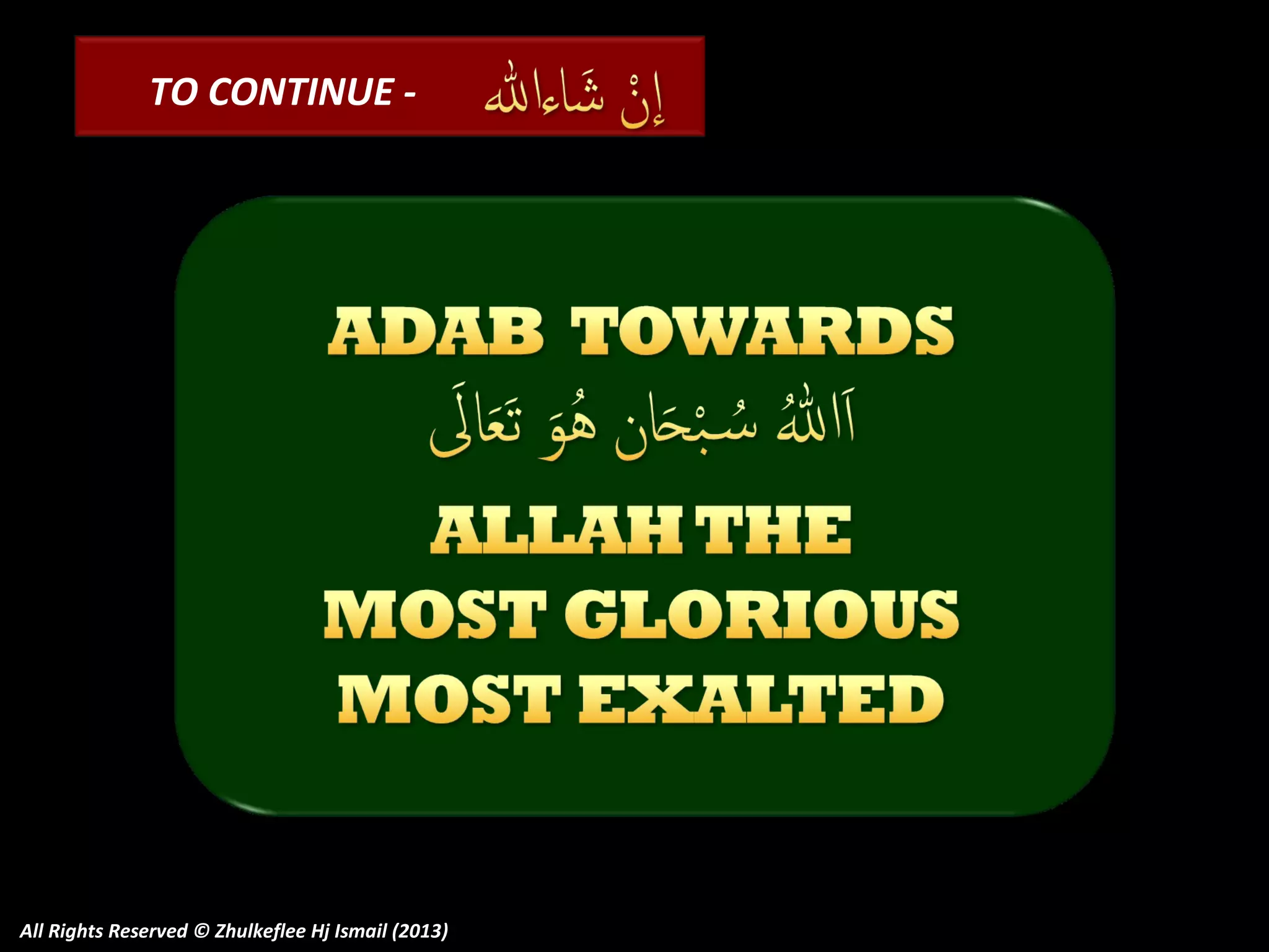 TO CONTINUE -

All Rights Reserved © Zhulkeflee Hj Ismail (2013)

 