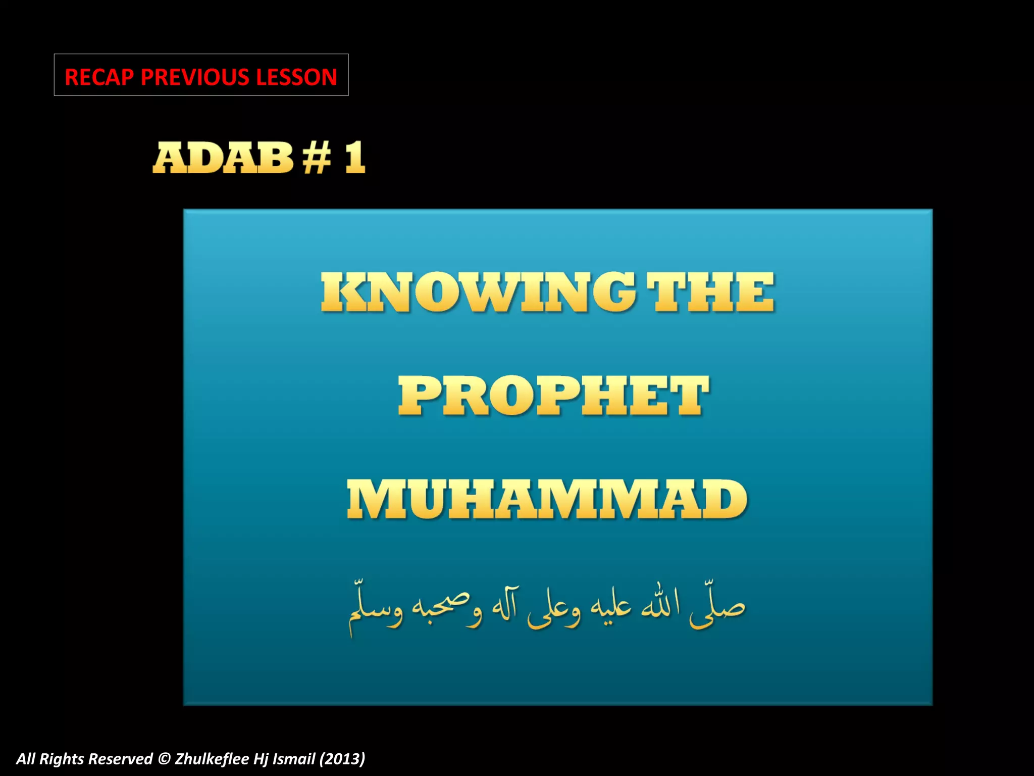 RECAP PREVIOUS LESSON

All Rights Reserved © Zhulkeflee Hj Ismail (2013)

 