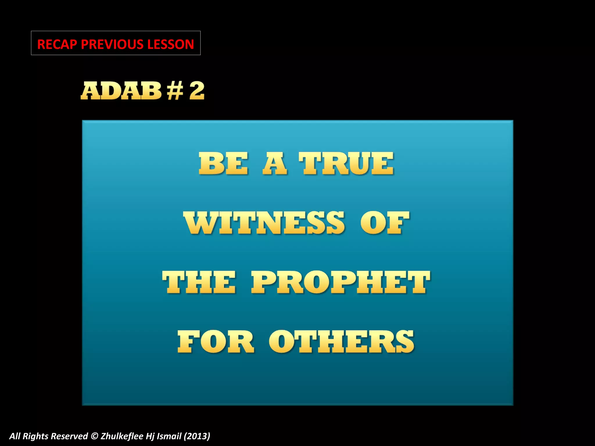 RECAP PREVIOUS LESSON

All Rights Reserved © Zhulkeflee Hj Ismail (2013)

 