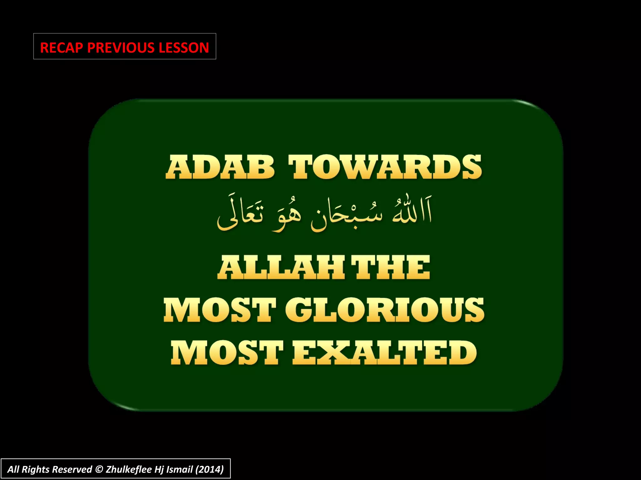 RECAP PREVIOUS LESSON
All Rights Reserved © Zhulkeflee Hj Ismail (2014)All Rights Reserved © Zhulkeflee Hj Ismail (2014)
 