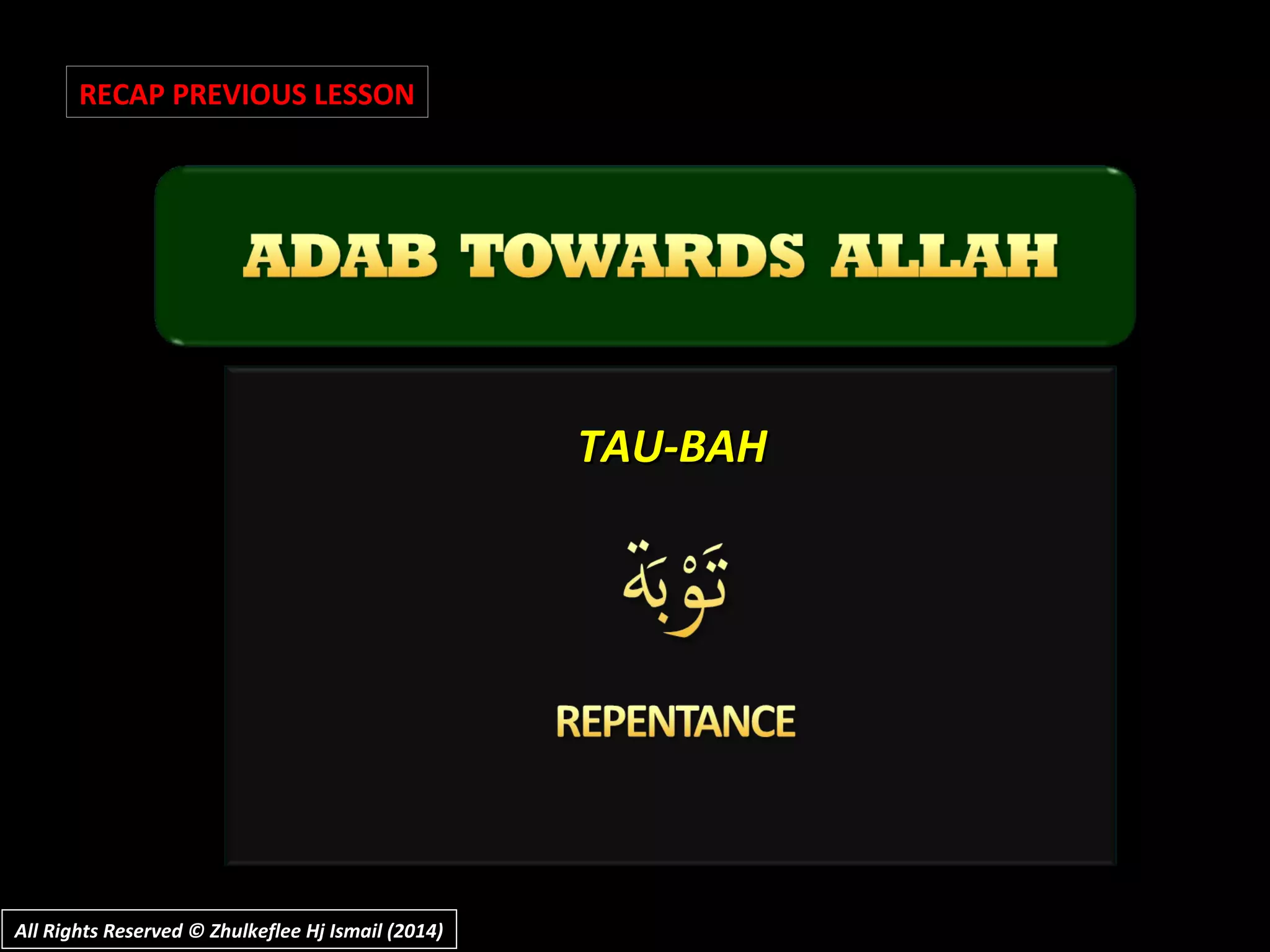 TAU-BAHTAU-BAH
RECAP PREVIOUS LESSON
All Rights Reserved © Zhulkeflee Hj Ismail (2014)All Rights Reserved © Zhulkeflee Hj Ismail (2014)
 