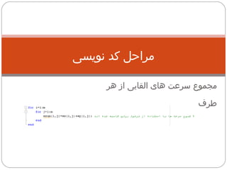 مراحل کد نویسی مجموع سرعت های القایی از هر طرف 