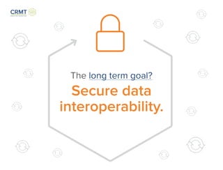 The long term goal?
Secure data
interoperability.
 