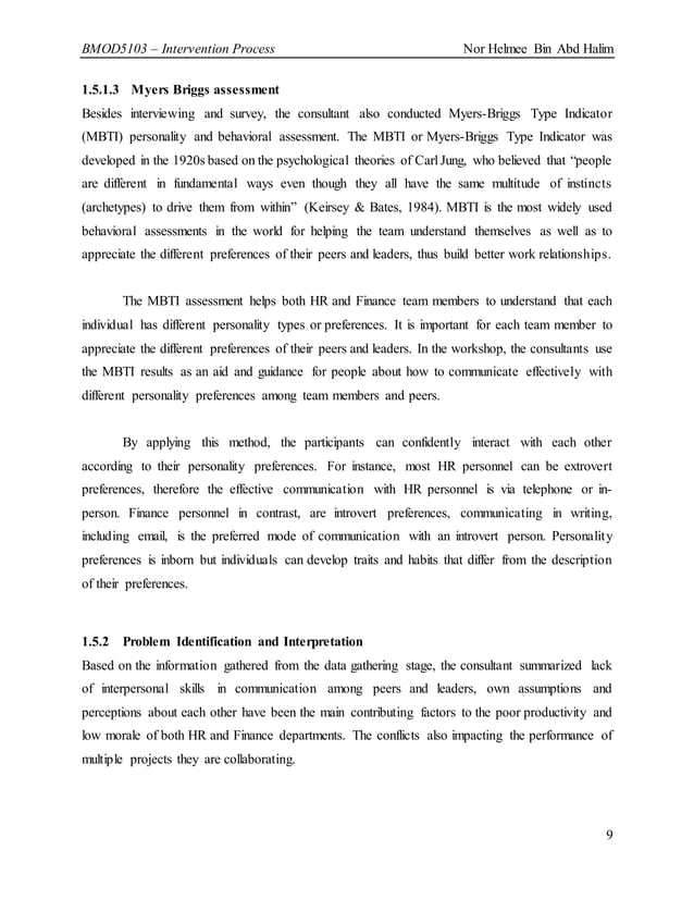 Organizational Development, OD, Intervention Process (from a case study