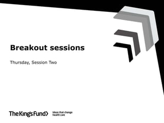 Breakout sessions 
Thursday, Session Two 
 
