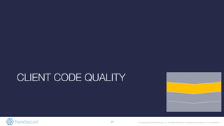 © Copyright 2019 NowSecure, Inc. All Rights Reserved. Proprietary information. Do not distribute.
CLIENT CODE QUALITY
14
 