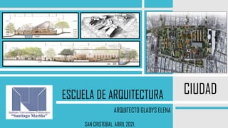 ESCUELA DE ARQUITECTURA CIUDAD
ARQUITECTO GLADYS ELENA
SAN CRISTOBAL, ABRIL 2021.
 
