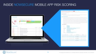 © Copyright 2019 NowSecure, Inc. All Rights Reserved. Proprietary information. Do not distribute.
INSIDE NOWSECURE MOBILE APP RISK SCORING
32
 