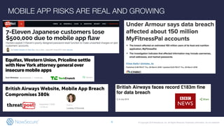 © Copyright 2019 NowSecure, Inc. All Rights Reserved. Proprietary information. Do not distribute.6
MOBILE APP RISKS ARE REAL AND GROWING
 
