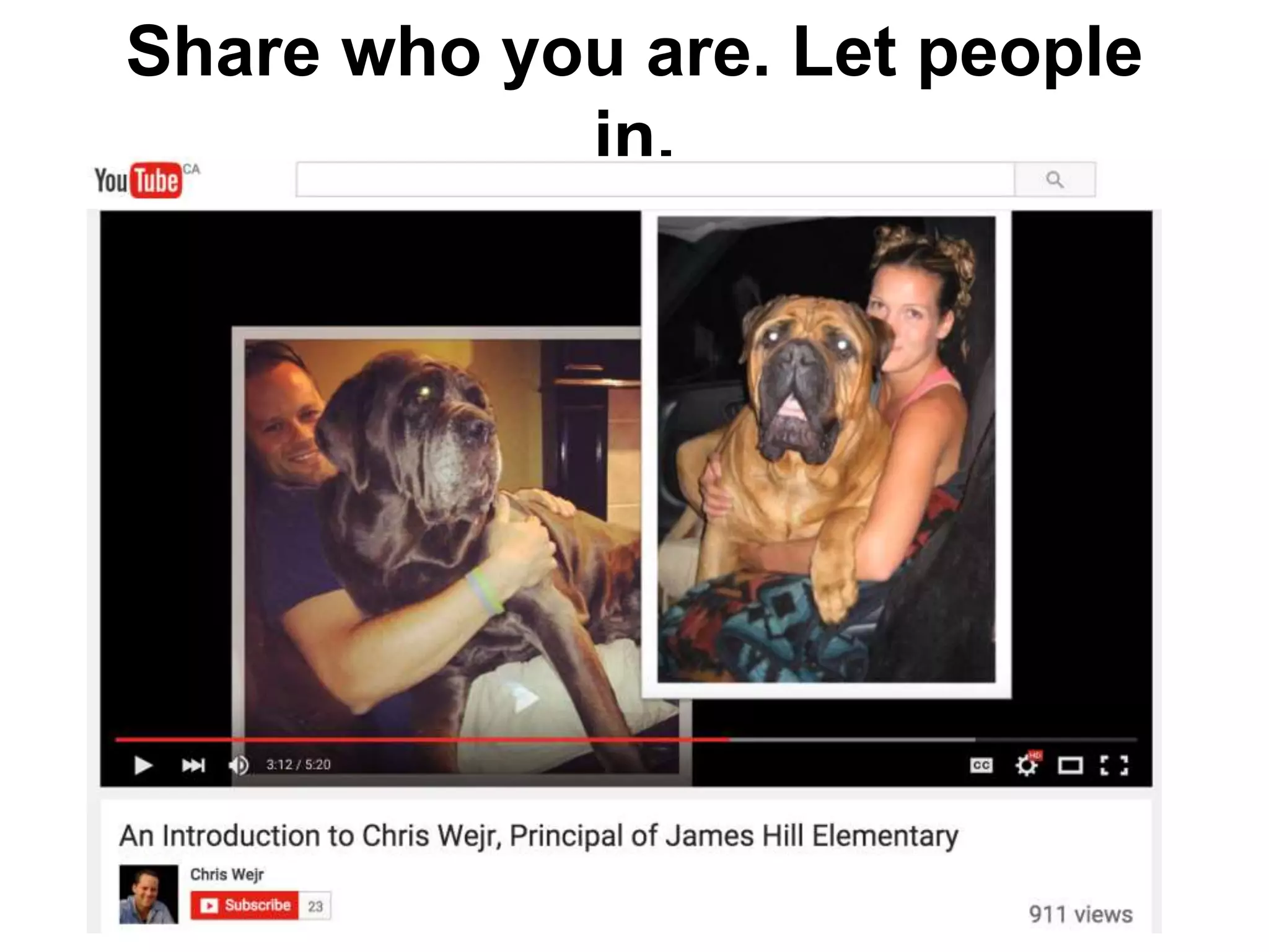 Share who you are. Let people
in.
 