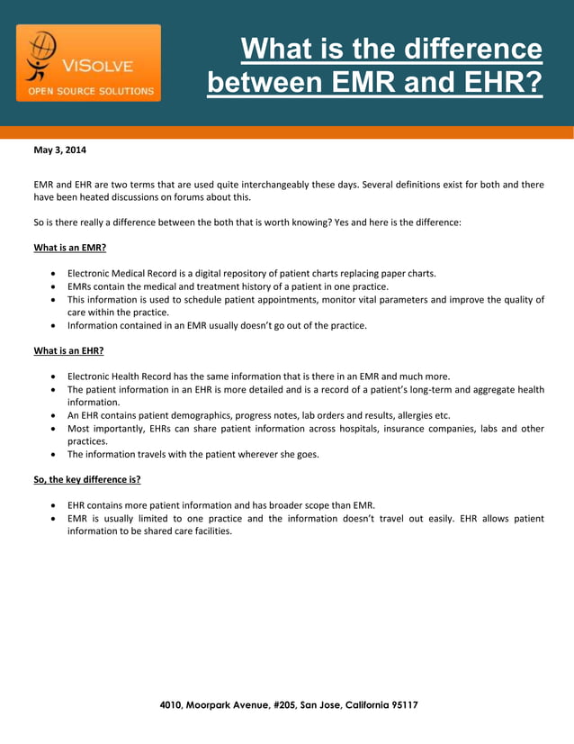 What is the difference between EMR and EHR? PDF