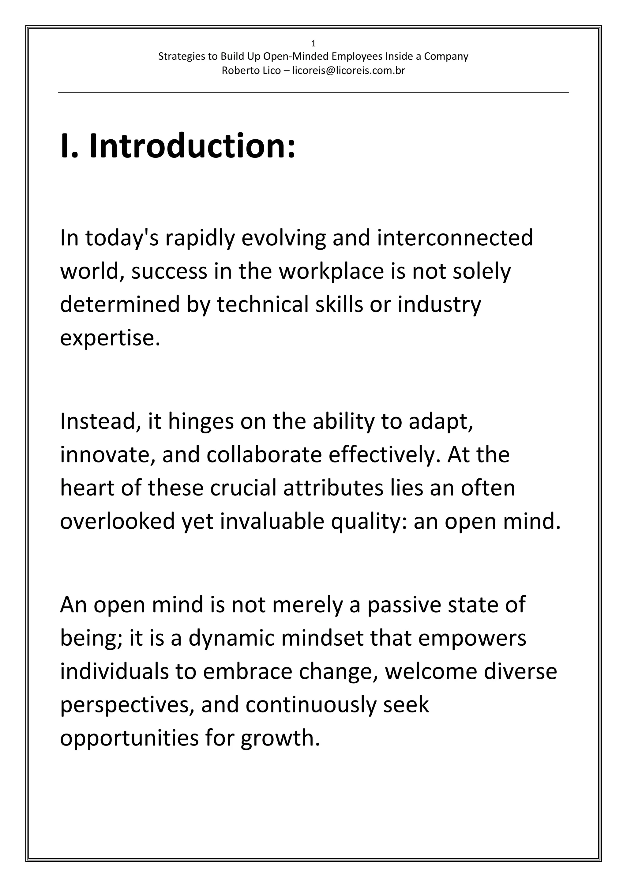 Strategies to Build Up Open-Minded Employees Inside a Company | PDF