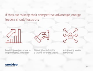If they are to keep their competitive advantage, energy
leaders should focus on:
Prioritizing energy as a route to
deeper ...