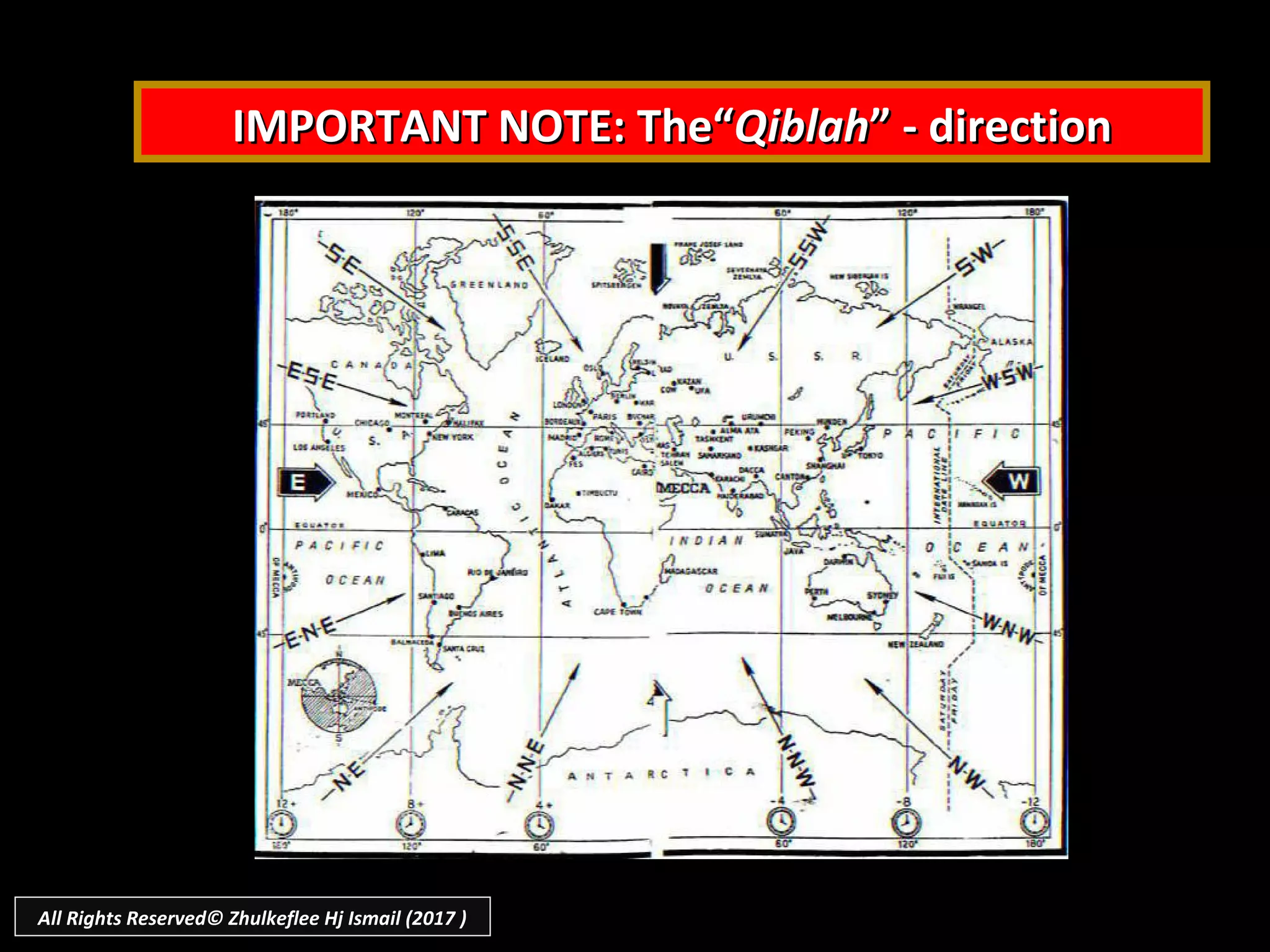 IMPORTANT NOTE: The“IMPORTANT NOTE: The“QiblahQiblah” - direction” - direction
All Rights Reserved© Zhulkeflee Hj Ismail (2017 )
 