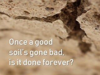 Once a good
soil’s gone bad,
is it done forever?
 