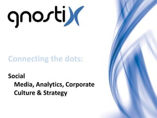 Connecting the dots:
Social
  Media, Analytics, Corporate
  Culture & Strategy
 