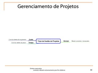 Gerenciamento de Projetos Direitos reservados  conteúdo utilizado exclusivamente para fins didáticos 
