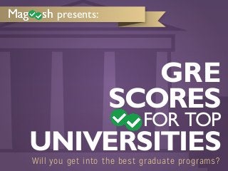 presents:

GRE
SCORES

FOR TOP

UNIVERSITIES
Will you get into the best graduate programs?

 