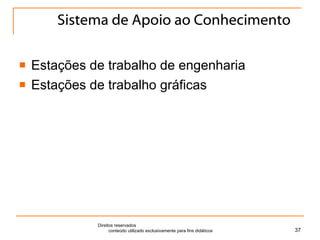 Sistema de Apoio ao Conhecimento Estações de trabalho de engenharia Estações de trabalho gráficas Direitos reservados  conteúdo utilizado exclusivamente para fins didáticos 