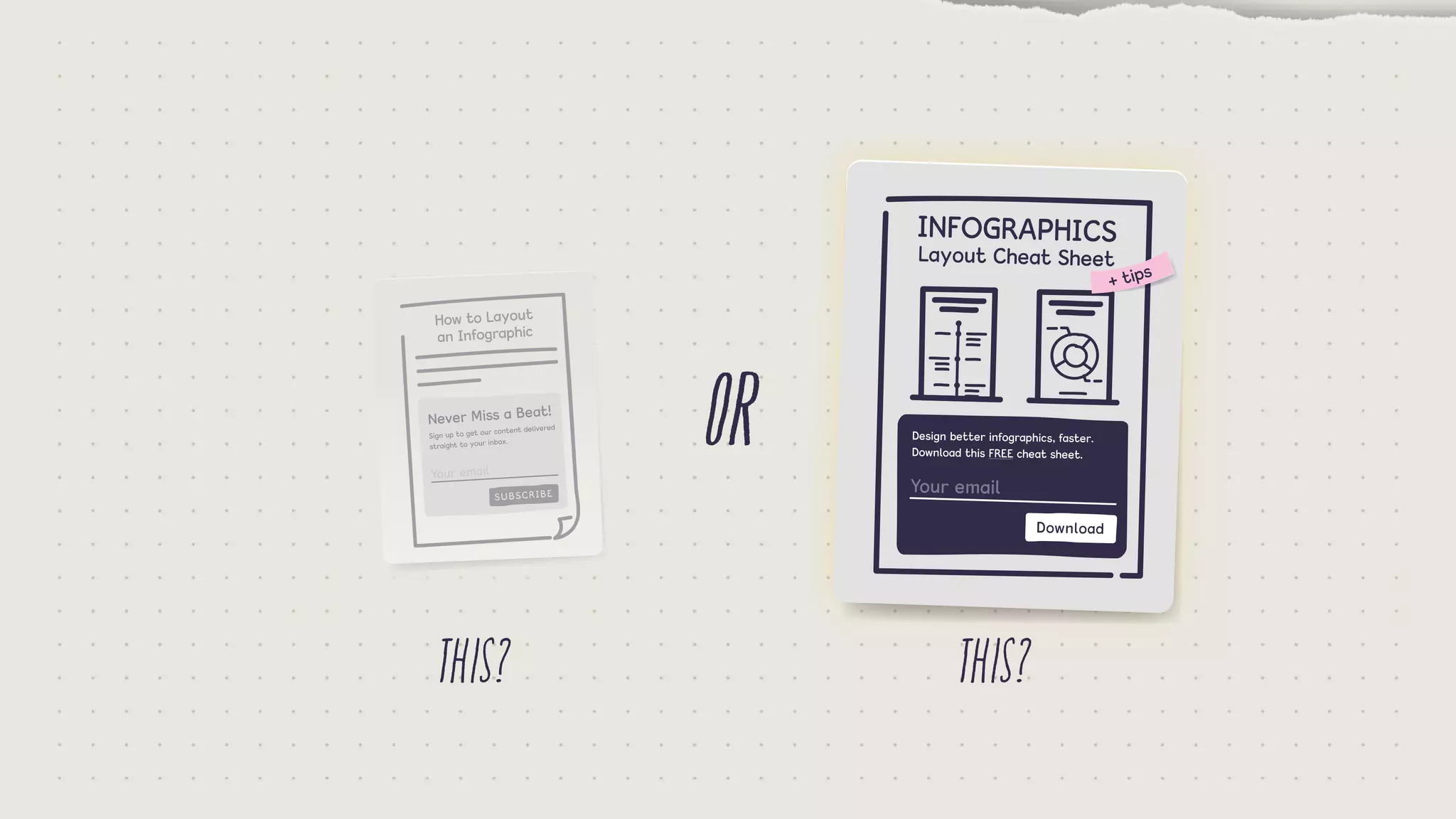 OR
this? this?
INFOGRAPHICS
Layout Cheat Sheet
+ tips
How to Layout
an Infographic
 